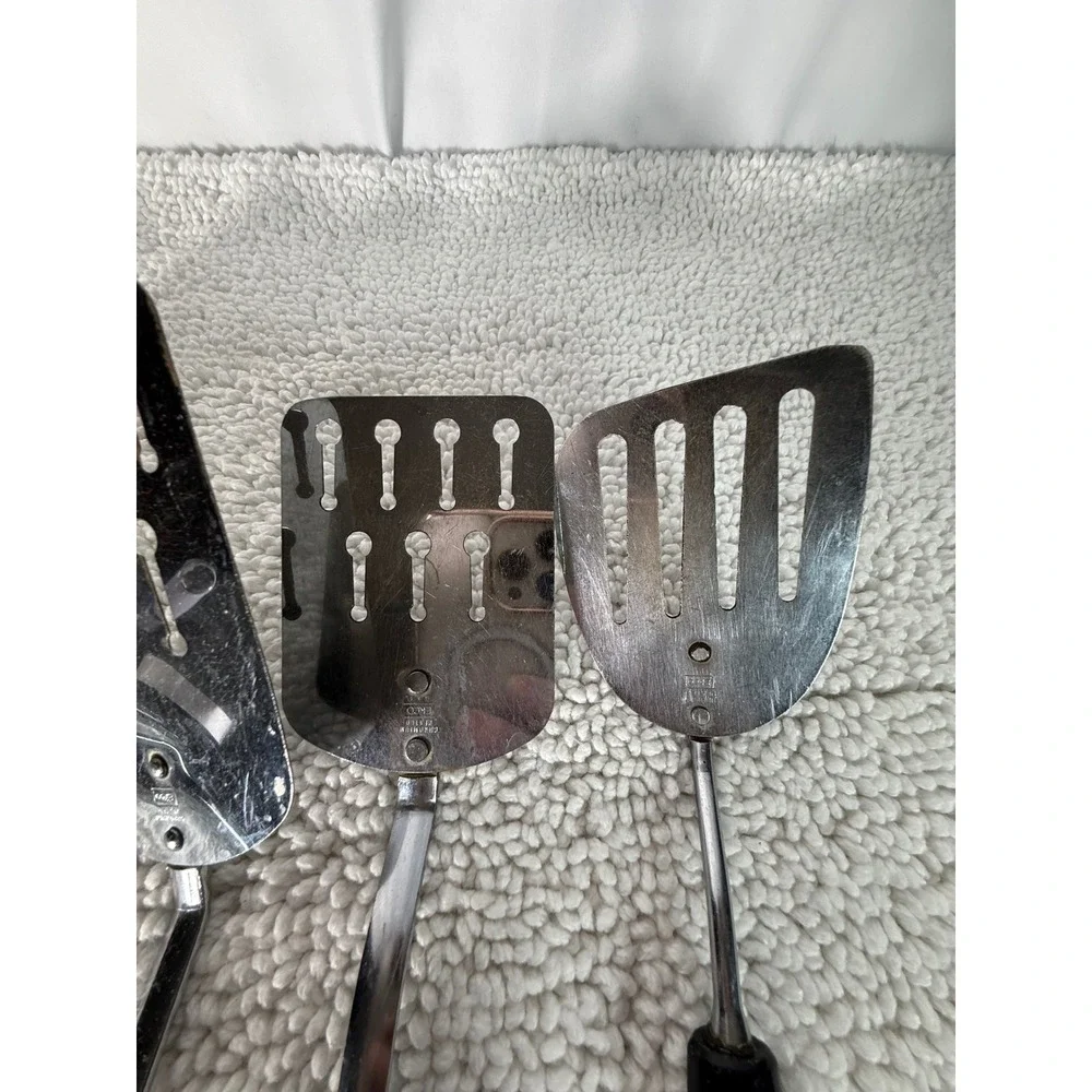 Vintage Ekco Kitchen Utensil‎ Set 8pc Black Handle Chromium Plated USA Made